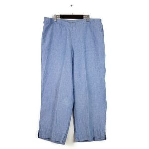 J. Jill Love Linen Blue Chambray Wide Leg Pants sz M